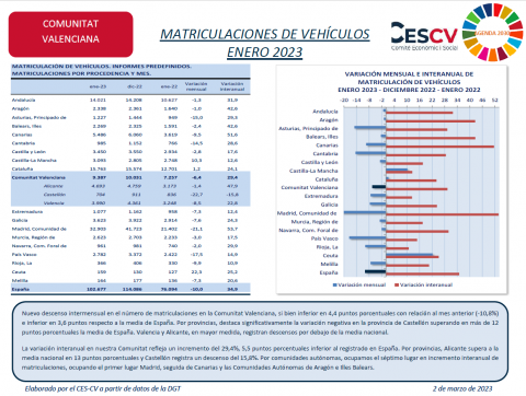 MATRICULACIONES DE VEHÍCULOS ENERO 2023