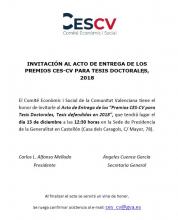 Acto de Entrega de los “Premios CES-CV para Tesis Doctorales, Tesis defendidas en 2018